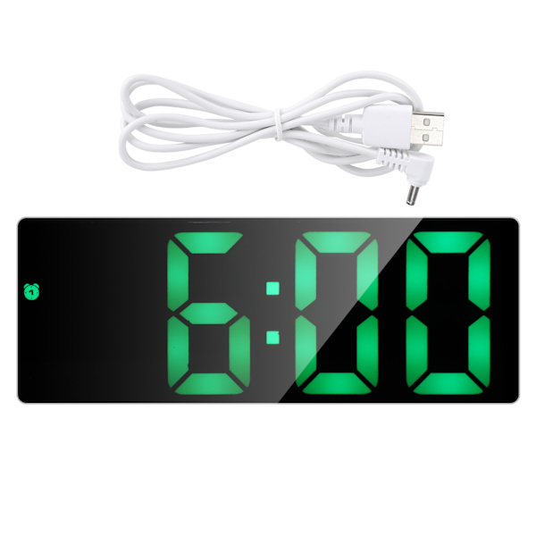 Elektronisk klocka LED-skärm Digital spegelväckarklockor Batteriplugg DualUse 0712