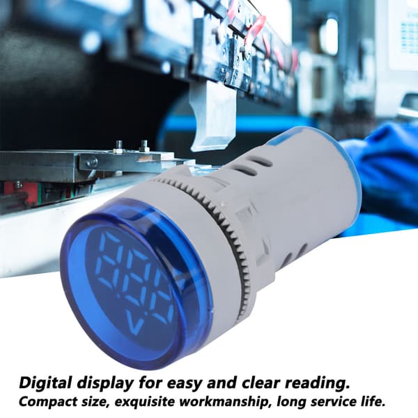 LED Voltmeter Signallys Digitalt Display DC Spenningsmåler Indikator Rund Lampe Tester (Blå)