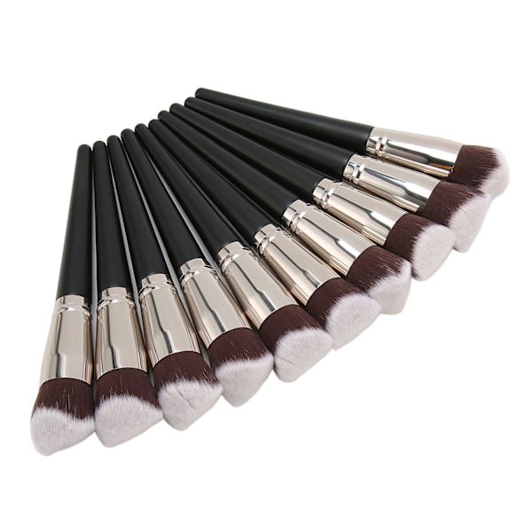 10 stk. Skrå Concealer Pensel Blød Fiberhår Ergonomisk Fleksibel Makeup Foundation Pensel Kosmetisk Værktøj