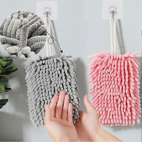 Hængende Håndklæder - Bløde og Fluffy Mikrofiber Håndklæder - Super Absorberende med Hængende Løkke til Køkken og Badeværelse_SZXM