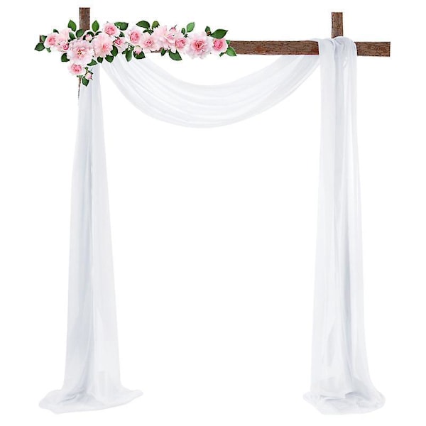 70*550cm (2,3ft*18ft) Pakke med 1 Bryllupsbueophæng, Bryllups Voile Hvid 70 x 550cm Elastiske Chiffon Draperinger til Bryllupsdekoration, Baggrund, Gazegardin