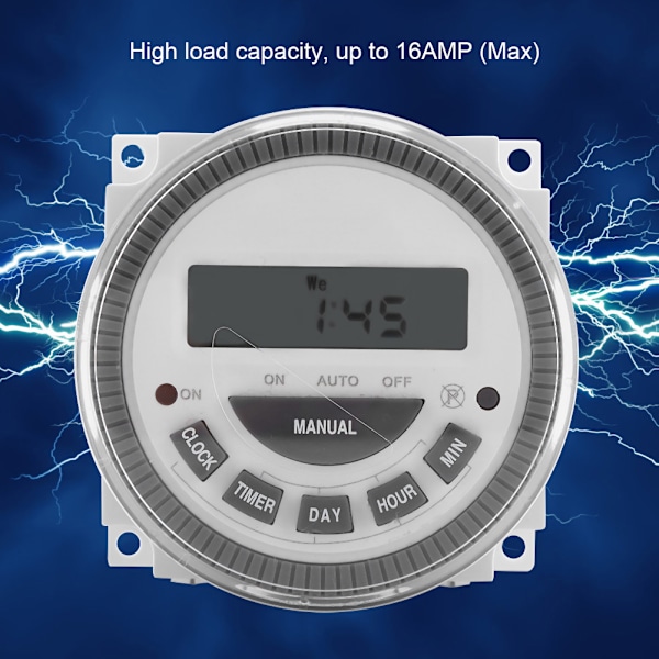 16A 7 Dagars Veckovis Programmerbar Digital Timer Tidsrelä Switch Utgång (220V 16A TM-619H-2)