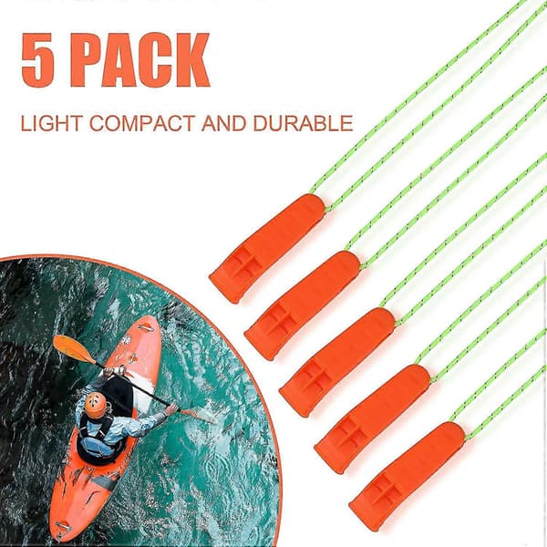 5-pack hätäpilli, selviytymispilli kaulanauhalla, erittäin kova muovipilli, signaalipilli