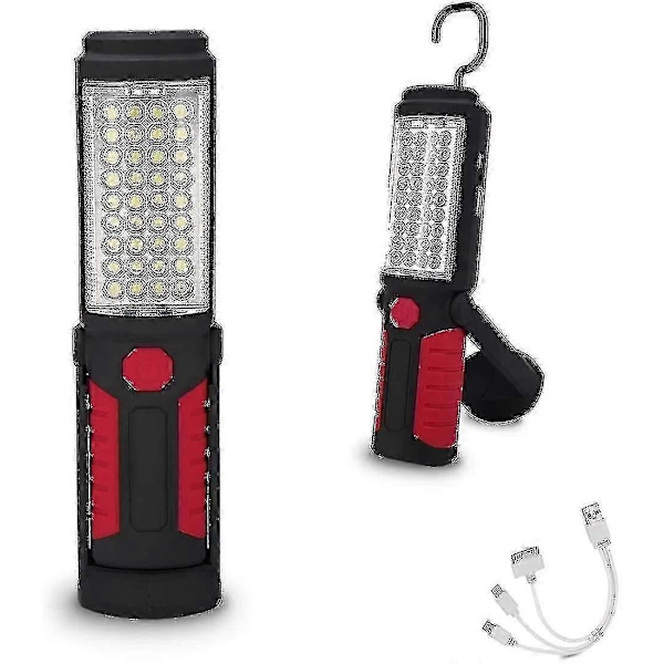 Ladattava LED-työvalo - Kannettava monikäyttöinen taskulamppu magneetilla - JRCN Punainen