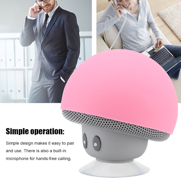 Bärbar trådlös Bluetooth Mushroom-högtalare med sugkopp - Rosa