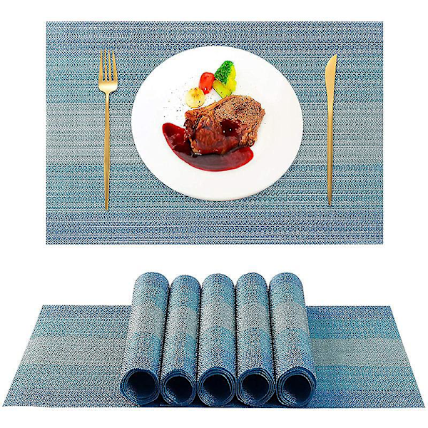Set 6 luistamatonta pestävää PVC-pöytämattoa, lämmönkestävä, helppo puhdistaa ja säilyttää, 45 cm x 30 cm