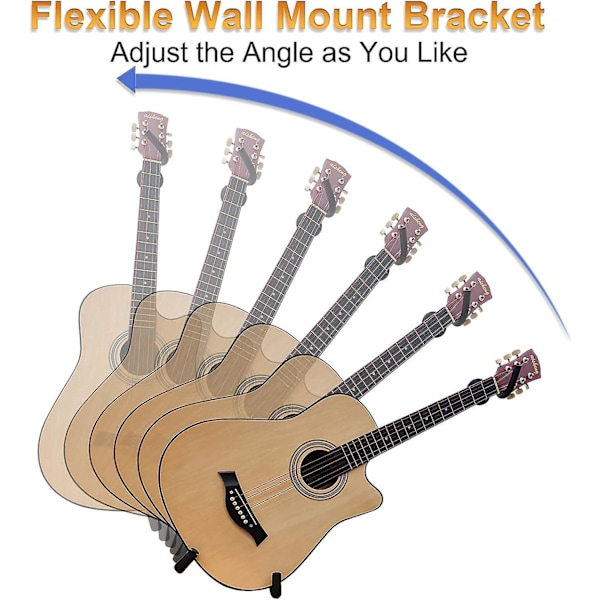 Horisontell gitarrväggfäste set - Klassisk, elektrisk, akustisk, metall, ukulele, banjo, mandolin hängare
