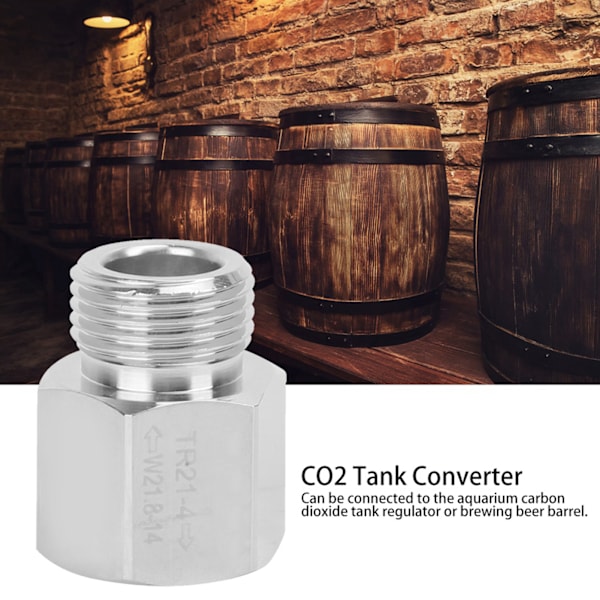 CO2-tankcylinderadapterkonverter silver hona gänga TR21-4 till hane gänga W21.8-14