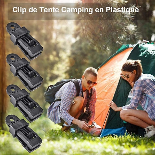 15 stk. Campingtelt Klips Plastikke Tarp Klemmer til Camping Baldakin Aktiviteter (Sort)