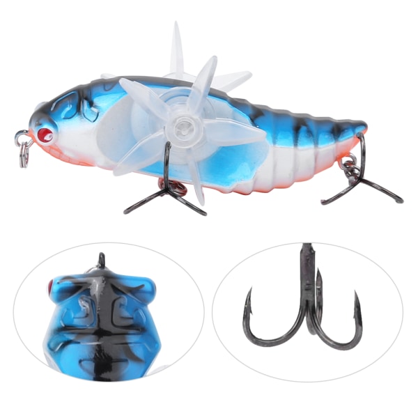 Hard Fish Lure Bionic Cicada Shape fiskebete med roterande snurrar Propeller Diskantkrok 7,5 cmY238-10