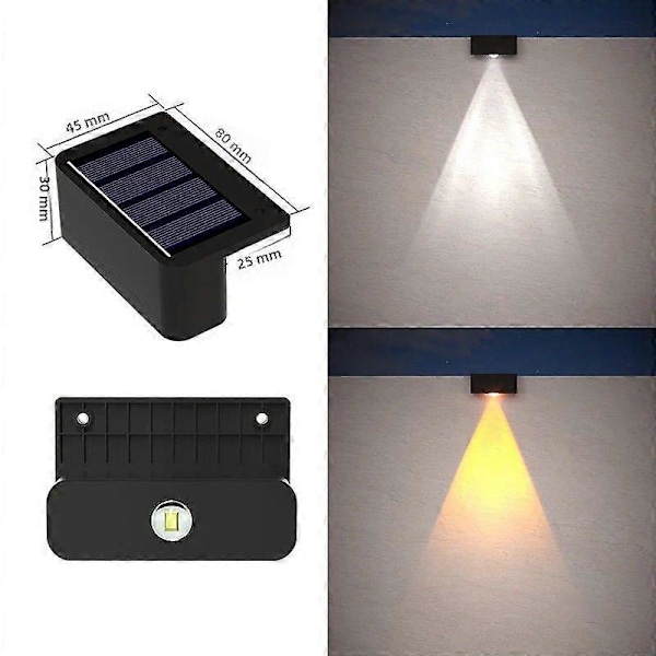 Solcellsvägglampa med 10/8/6/4 LED-lampor Vattentät Utomhusbelysning för Trädgårds- och Staketdekoration med Solljus 4LED Varm