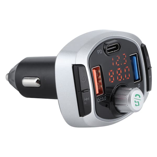 Bluetooth 5.0 FM Transmitter MP3-afspiller Håndfri Opkald Farverigt Lys Dobbelt Display PD3.0 QC3.0
