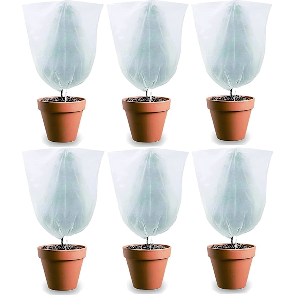 Pakke med 6 overvintringsdeksler for potteplanter, plantebeskyttelsesdeksel vinter frostbeskyttelse planter med snøring for plantebeskyttelse (60 x 80 cm)