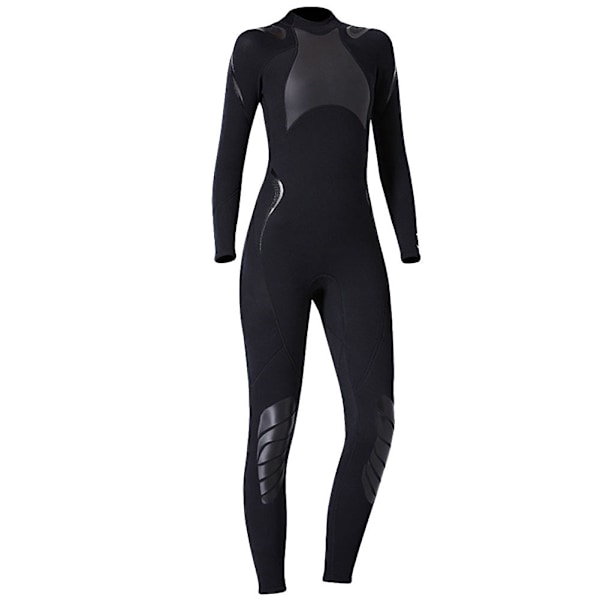1,5 mm dykning heldräkt våtdräkt långärmad för snorkling surfing simning (kvinna svart S)