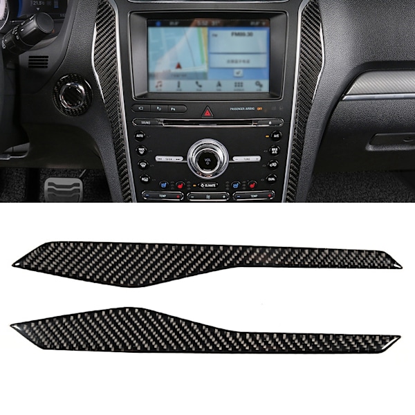 2 stk. ekte karbonfiber midtkonsollpanel dekorasjon trim passer til Ford Explorer 2013-2018