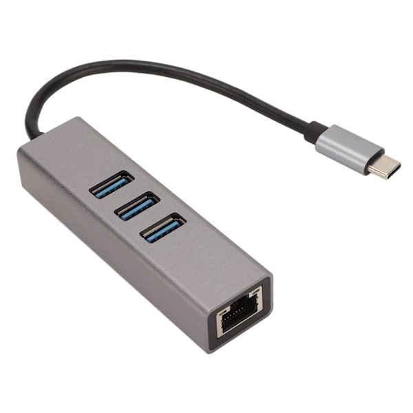 USB C Hub USB C till RJ45 Adapter 5 Gbps Plug and Play USB dockningsstation för Windows för OS X för Linux Silver Grey