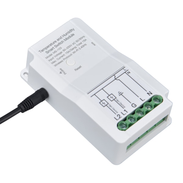 WiFi-temperatur- og fuktighetsbrytermodul med dobbel reléutgang med temperatursensor 90-250V for TUYA Smart App