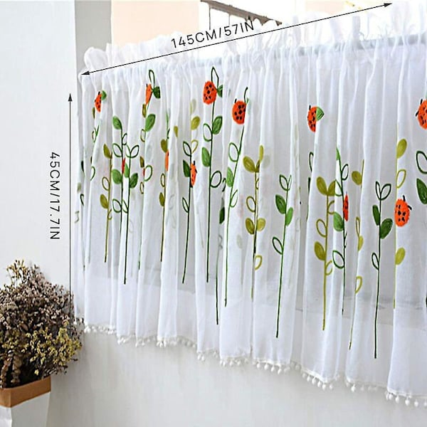 Hvite korte gardiner, lette gardiner broderte gardiner bistro gardinpaneler gardiner gardinkappe gardiner voile gardinkappe halve gardiner f