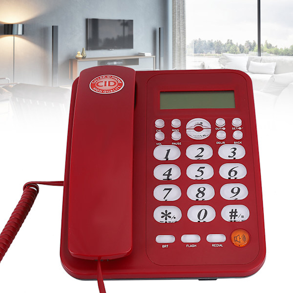Röd skrivbords telefon hemmakontor fast telefon trådbunden telefon Caller ID fast telefon