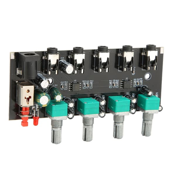 4-vägs stereomixerbräda 4 in 1 ut justerbar volym DIY ljudkälla efterklangs drivrutin hörlursförstärkare mixer