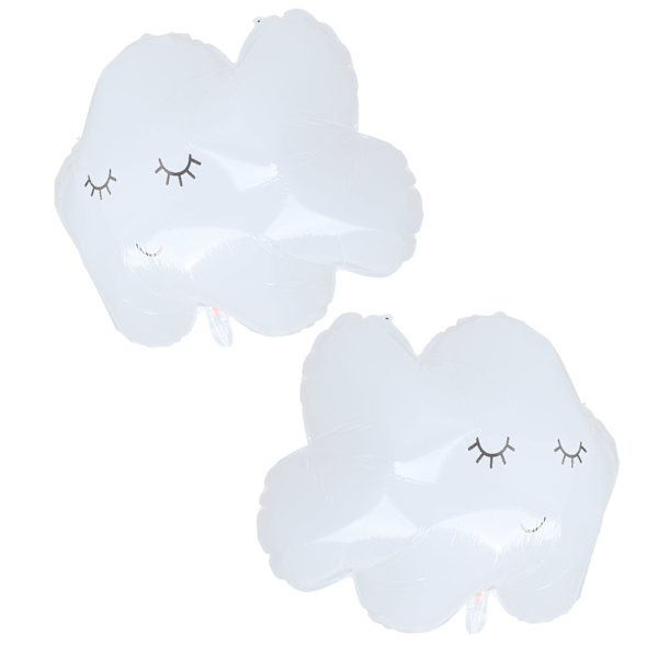 2 kpl Ilmapallo valkoinen alumiinifolio Smiley Cloud Air Balloons juhlakoriste puhallusputkella