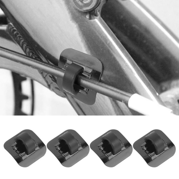 CANSUCC 4 st Cykelbromskabel Rörstyrningsväxeladapter Cykelram C-spänne (svart)