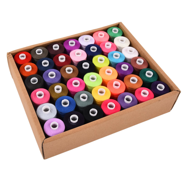 Sytrådsett polyester 1000 yards 42 farger Husholdnings DIY broderi spolersett