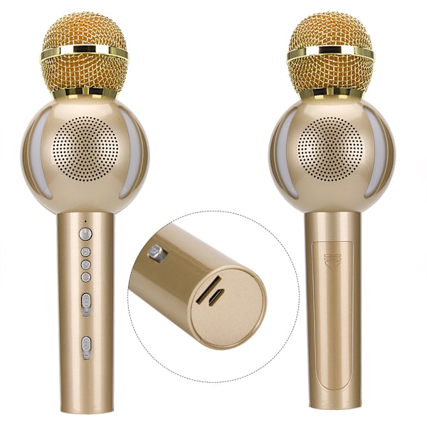 Monitoiminen Bluetooth-langaton mikrofoni puhelimeen karaokeen (kultainen)
