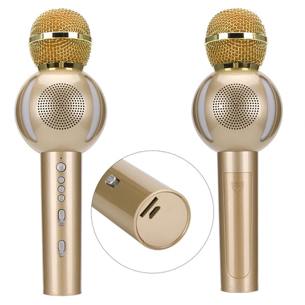 Multifunktionel Bluetooth trådløs mikrofon til telefon til karaoke (gylden)