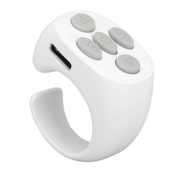 Bluetooth-fjernkontroll multifunksjonell ringdesign trådløs telefon-selfie-utløser for hjemmet, hvit