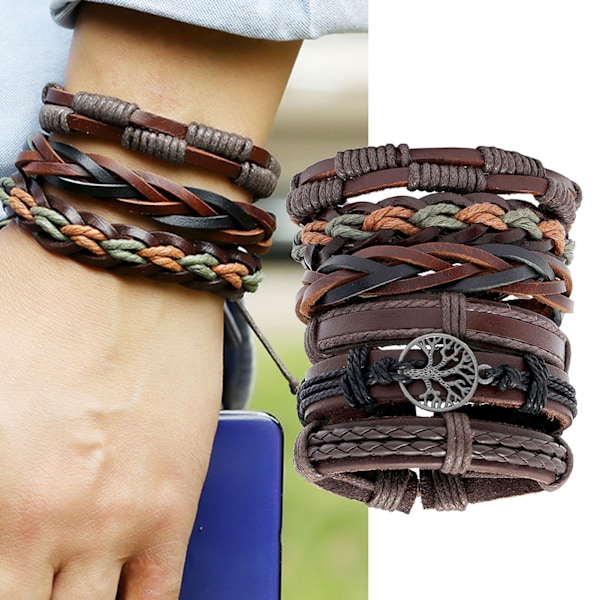 6-pack flätade rep-armband set DIY flätade legering armband armband kit för dejtingfest