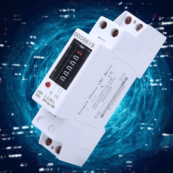 Energimåler Din Rail 1P Enkeltfaset tæller Husholdningsapparater 230V DDS6619-001(DDS6619-001-2.5（30）A )