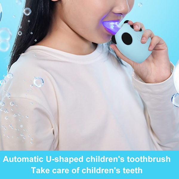 U-formet børneelektrisk sonisk tandbørste Intelligent rengøringstandbørste Oral Care Tool (blå 8-15 år gammel)