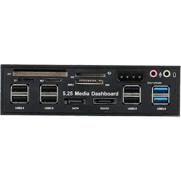 Multi-Funktions USB 3.0 Hub eSATA SATA Port Intern Kortlæser PC Dashboard Media Frontpanel Audio til SD MS CF TF M2 MMC Hukommelseskort Kompatibel 5.