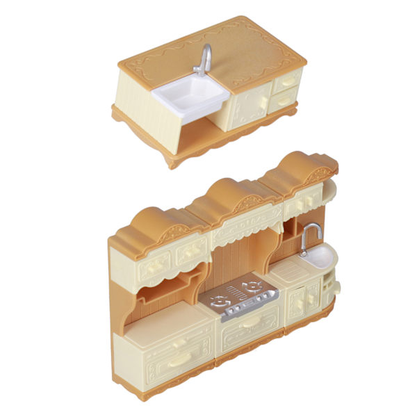 Dockhus Miniatyrer Möbler Kök Set Säker Utsökt Miniatyr Kök Set för Barn Gåvor (Diskho Spis Skåp Matlagning Bord)