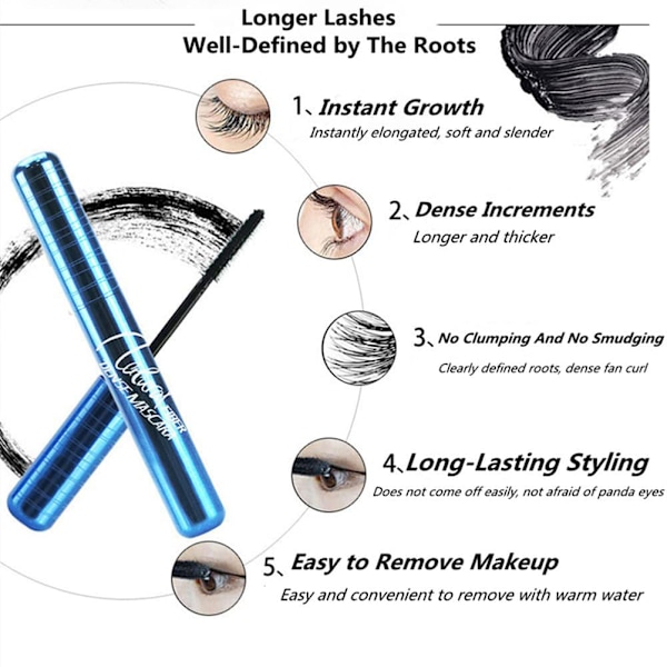 Prime Lash Mascara til kvinder Natural Fiber Dense Mascara Forlængende og volumengivende Mascara til Seniorer