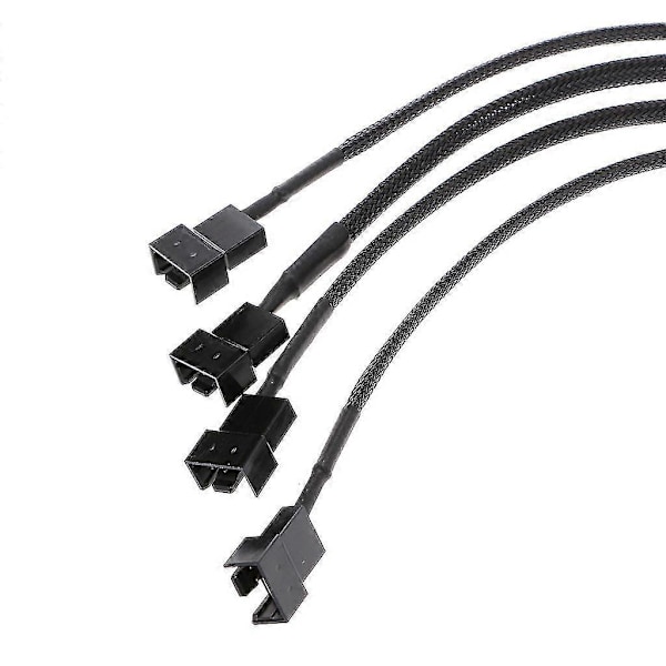 4-pin Molex Han til 4x 3-pin/4-pin Pwm Han Sleeved Fan Forlænger Adapter Kabel