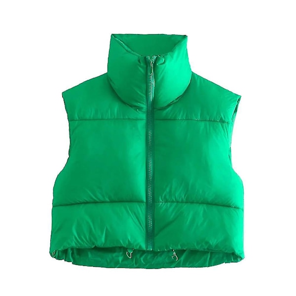 Ärmlös Lätt Grön Kvinnors Kort Puffer Väst