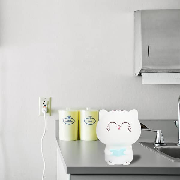 Silikone Farverig Sød Kat USB Opladning LED Optagelse Lys Natlampe til Hjem Soveværelse (Blå)