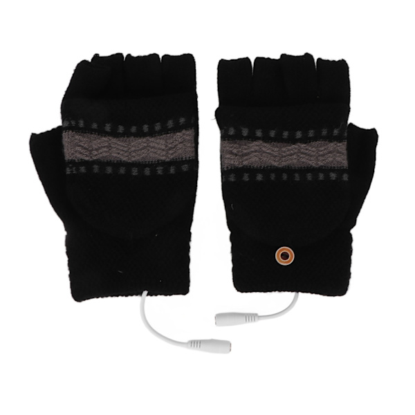 Halvfinger oppvarmede hansker dobbeltsidig oppvarming varm full finger og halv fingerløs USB oppvarming hansker for skriving spill svart