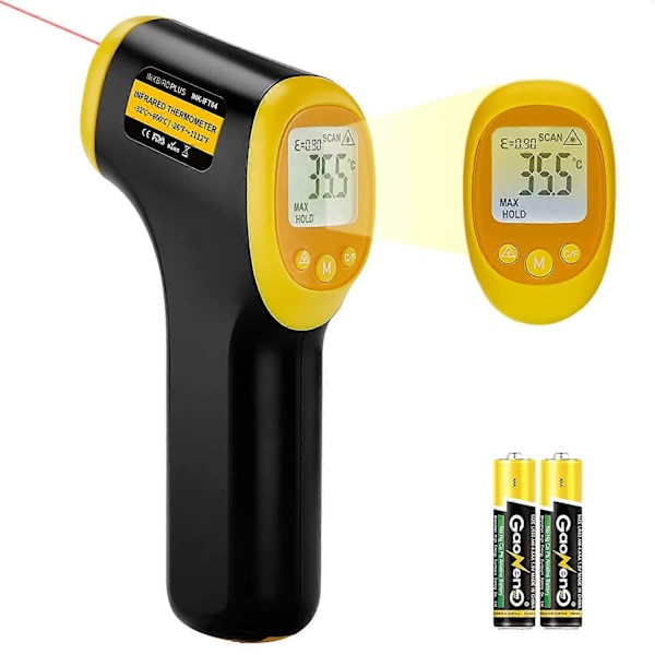 Infrarødt Termometer, INK-IFT04 Berøringsfritt Digitalt Industrielt Termometer -32 til 600 Alarm og Justerbar Emissivitet, Infrarødt Termometer for Kjøkken