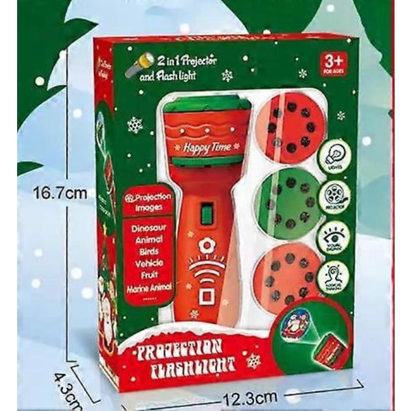 Røde Juleleker Lysprojeksjon Mønster Lommelykt Barne Juleleker for Barn Gaver 11.33.5cm