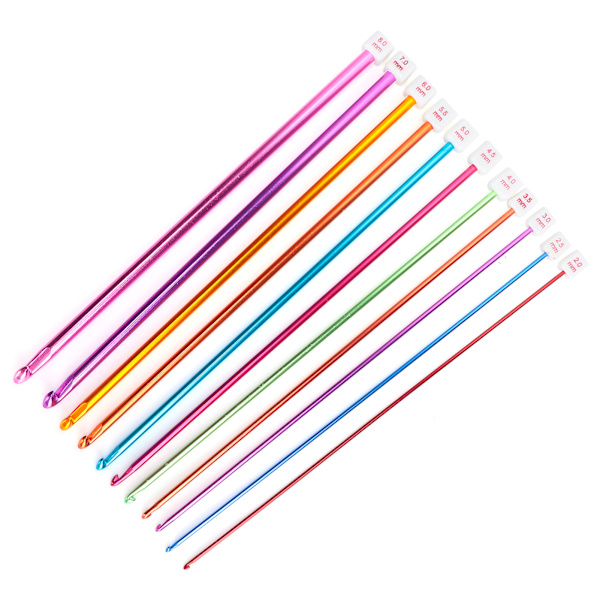 Hæklenåle Alumina 11 stk Multicolor Strikkepinde Håndværk Garn 0,08-0,30in til Strikning