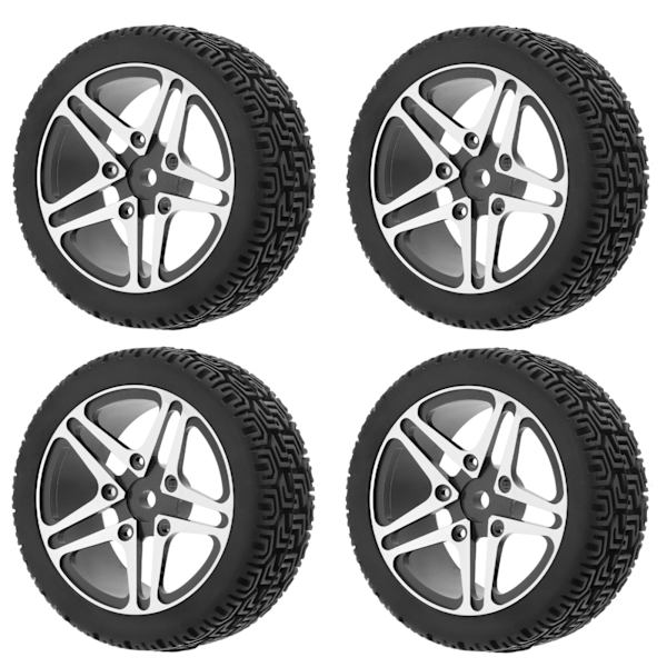 4 stk. RC-hjul og dæk sæt aluminiumsfælge gummidæk til HSP 94122 94123 TT01 WF06 1/10 RC bil crawler sort