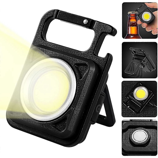Mini LED Ficklampor, Uppladdningsbar LED Arbetslampa, 800 Lumen Magnetisk Arbetslampa för Sängbord, Verkstad, Nödsituation, Utomhuslampa Svart