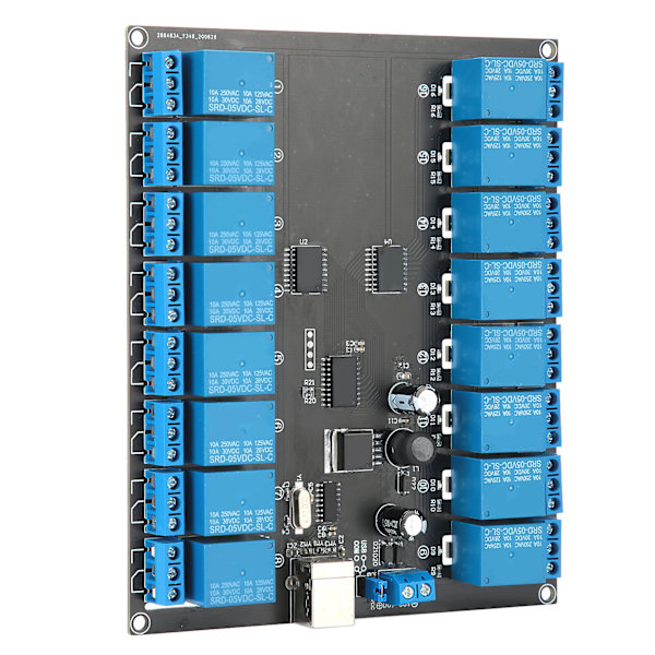 Relæmodul 16-kanals 936V USB-styret SPDT-switch-relæmodul optoisoleret kort