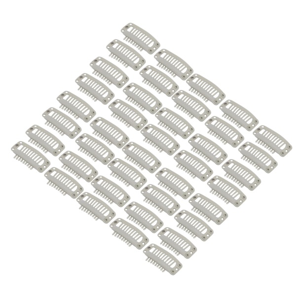 40st perukklämma set rostfritt stål DIY 9 tänder Snap kam hårförlängningsklämmor Tillbehör 1.3in Beige