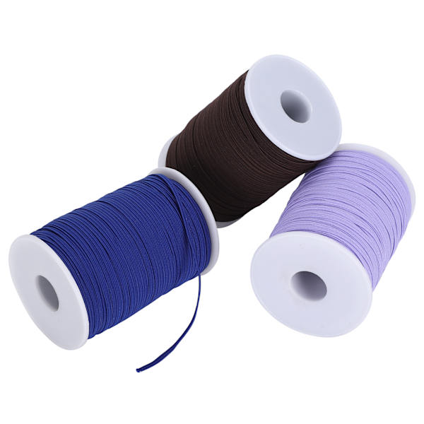 Elastiskt band platt syrep snöre sladd DIY ärm masktillverkning hög elastisk 100 yards rulle (blå brun lila)