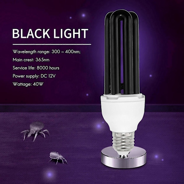E27 40W UV Ultraviolett Fluorescerande Svartljus CFL Glödlampa 220V Form: Rak Effekt Volta-B16
