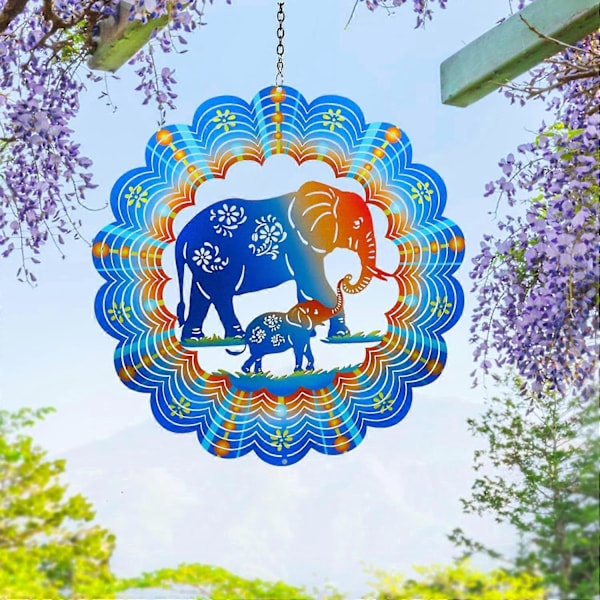 Elefant Vindspinnere Elefantgaver til Kvinder/Mænd 30 cm 3D Rustfrit Stål Hængende Vindspinner Metal Vindfanger Kinetisk Skulptur til Indendørs/Ud